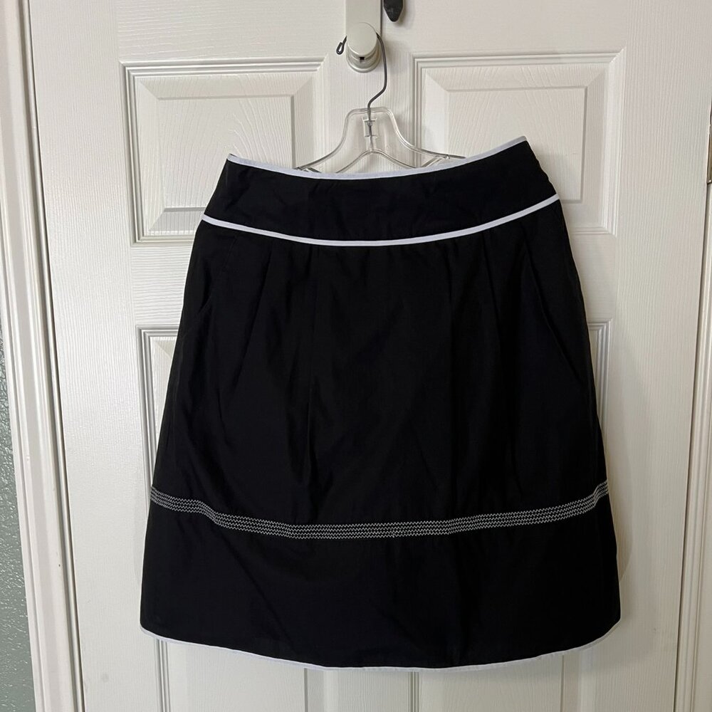 Talbots Black Cotton Skirt, Lined, with pockets, white trim, size 6P